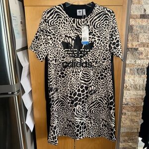 Adidas Black and White Zebra Print Tee Dress